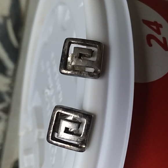 Sterling Silver Greek Design Earrings - Picture 3 of 5